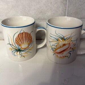 Pair seashell coffee tea mugs national wildlife federation ocean coastal theme